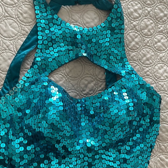 Blue sequin evening disco dress - Picture 3 of 11